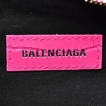 Balenciaga Extra Supple Calfskin Crocodile Embossed XS Le Cagole Shoulder Bag Lipstick Pink 6 of 10