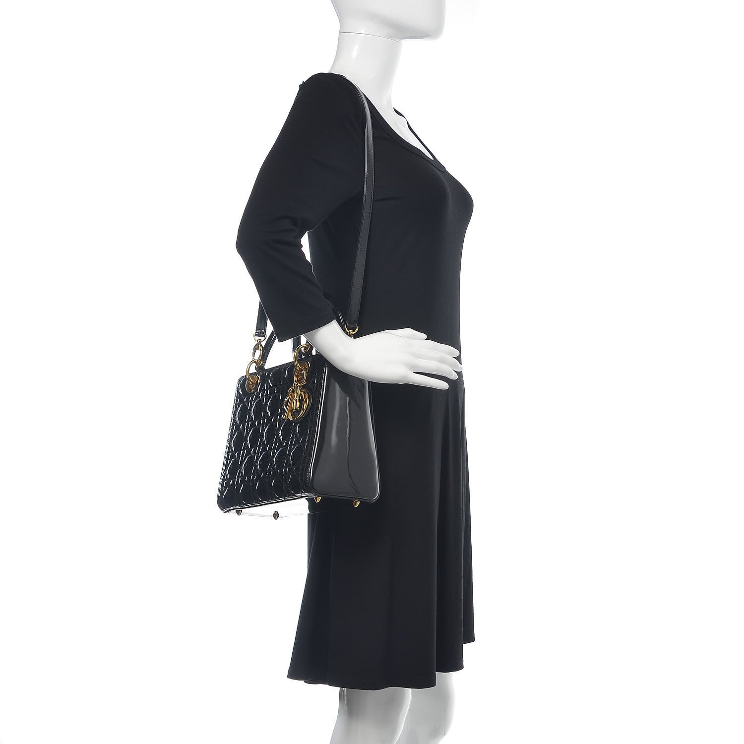 Christian Dior Patent Cannage Medium Lady Dior Black 2 of 12