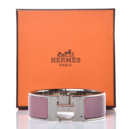 Hermes Enamel Wide Clic Clac H Bracelet GM Bois De Rose 6 of 6