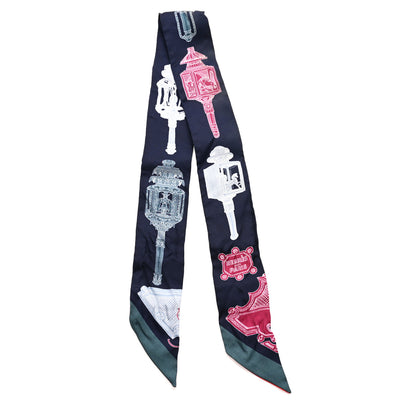 Hermes Silk Merveilleuses Lanternes Twilly Caban Framboise Vert 2 of 4