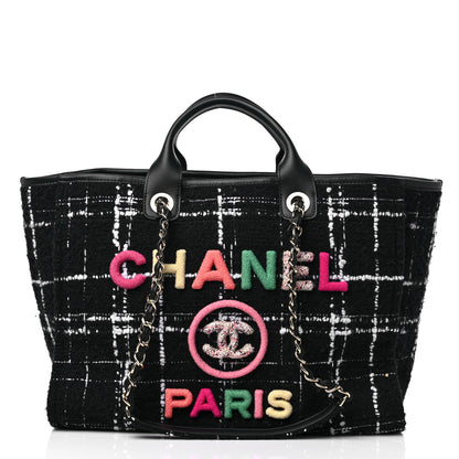 Chanel Tweed Medium Deauville Tote Black White Multicolor 3 of 10