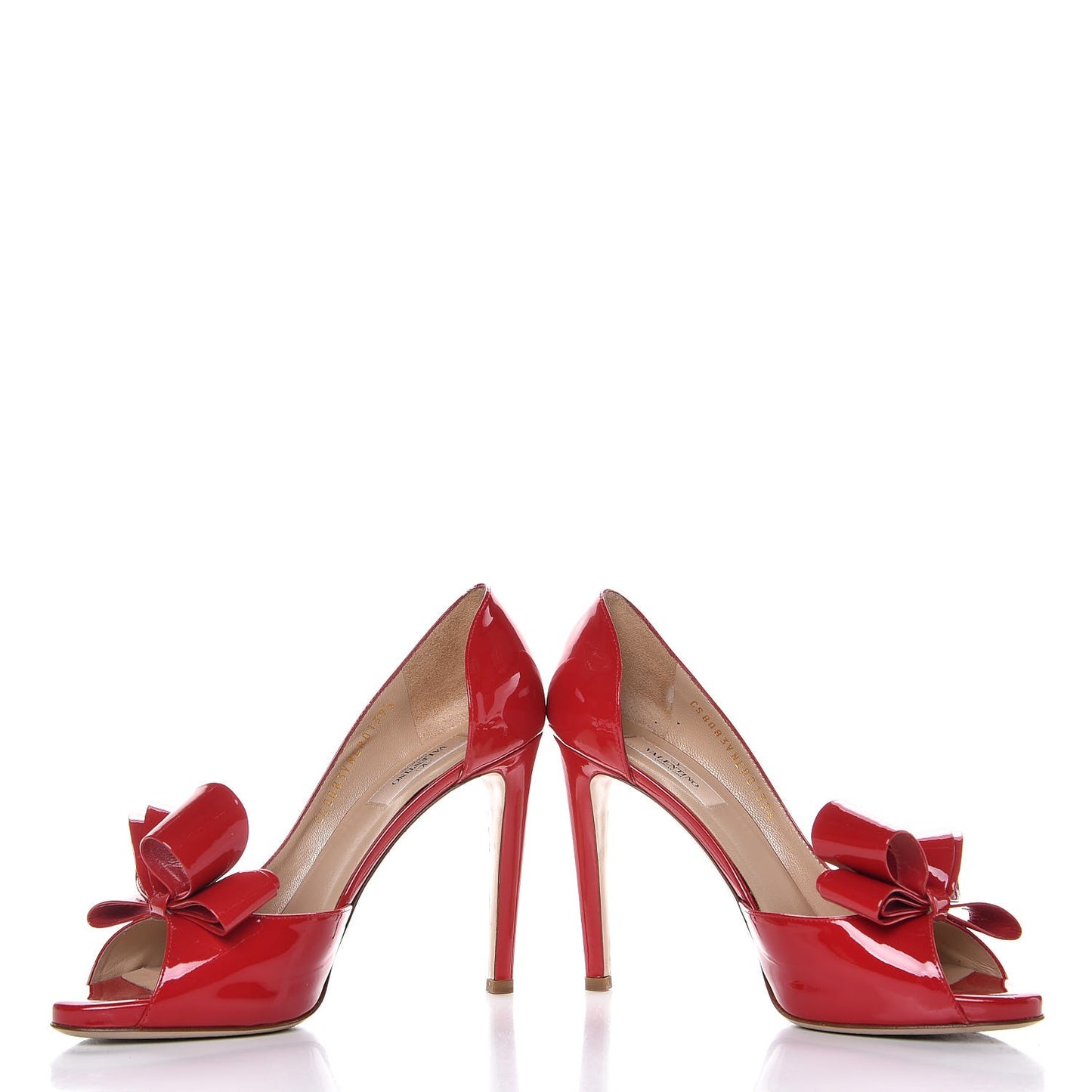 Patent Couture Bow Peep Toe d'Orsay 15/110mm Pumps 39.5 Rosso Valentino