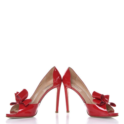 Valentino Garavani Patent Couture Bow Peep Toe d'Orsay 15/110mm Pumps 39.5 Rosso Valentino 6 of 11