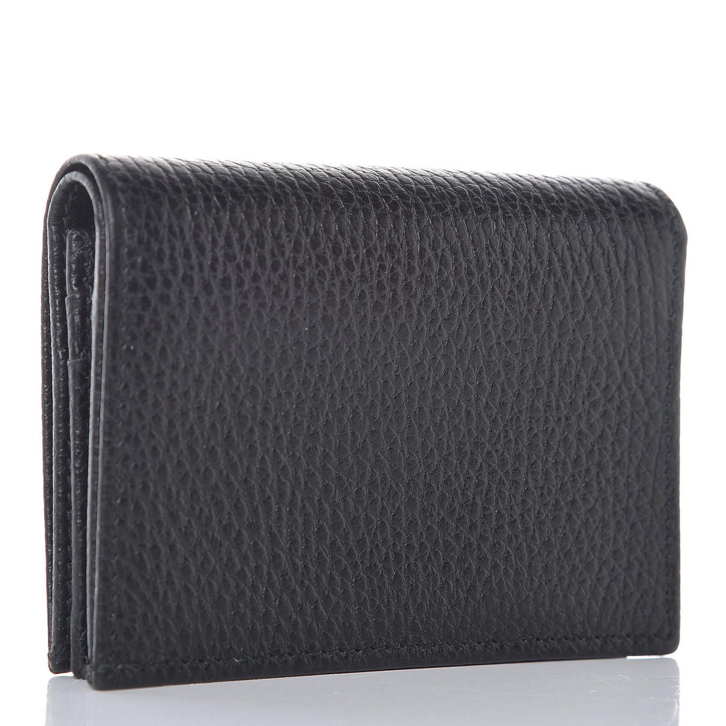 Pebbled Calfskin GG Marmont Card Case Black