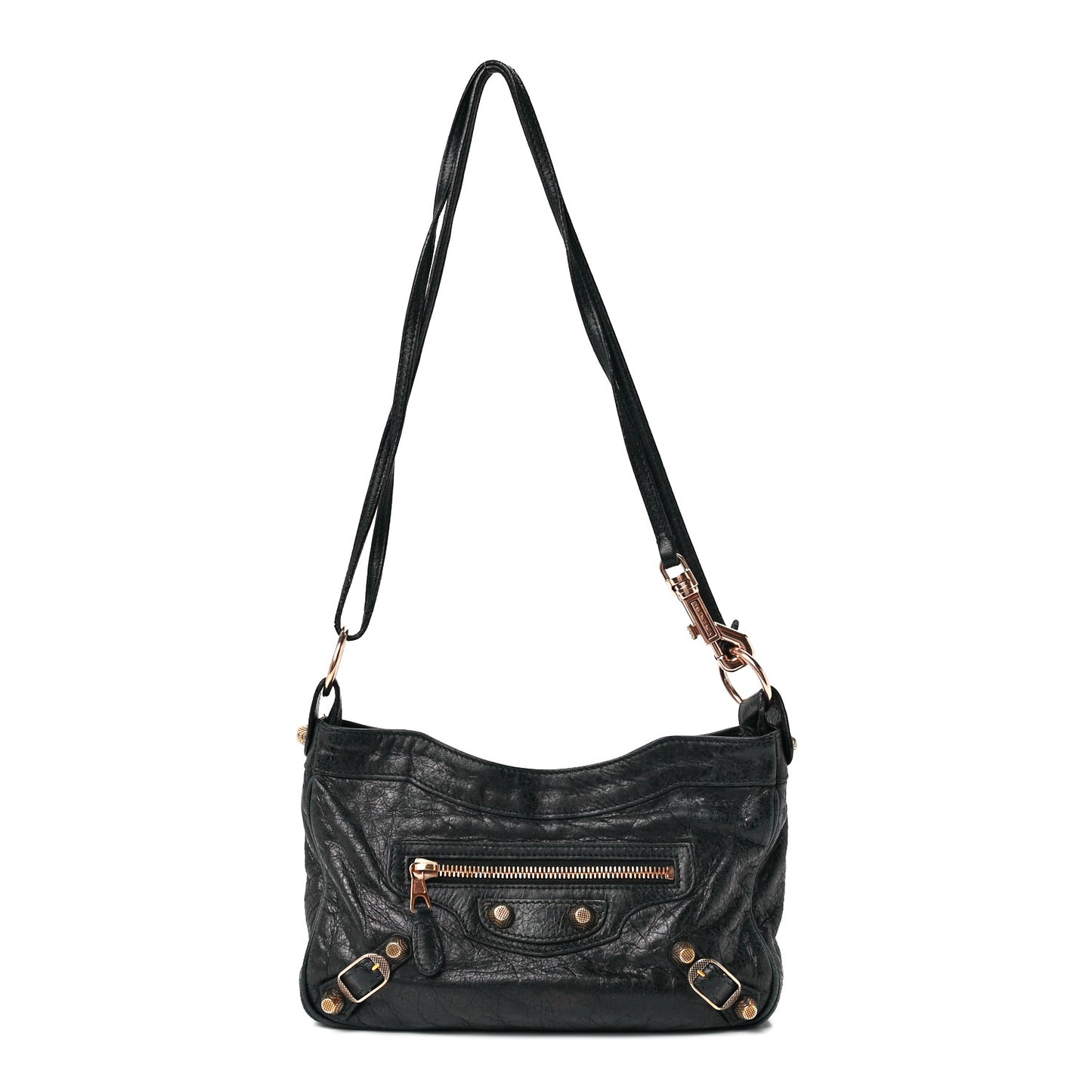 Agneau Giant 12 Rose Gold Hardware Hip Black