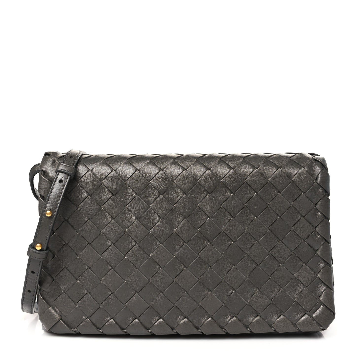 Nappa Intrecciato Crossbody Messenger Flap Light Grey
