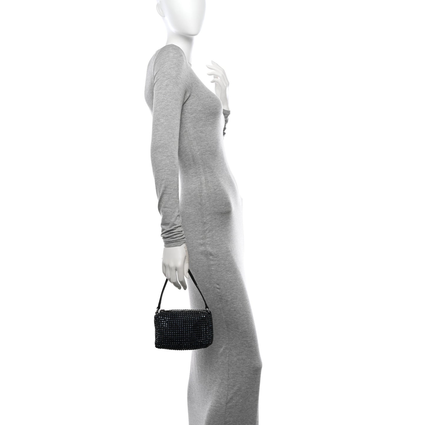 Mesh Crystal Rhinestone Mini Heiress Pouch Navy