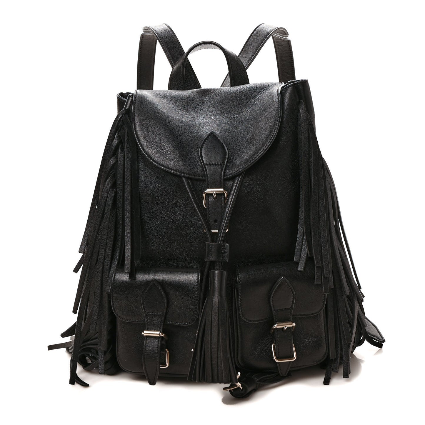 Calfskin Fringe Festival Backpack Black