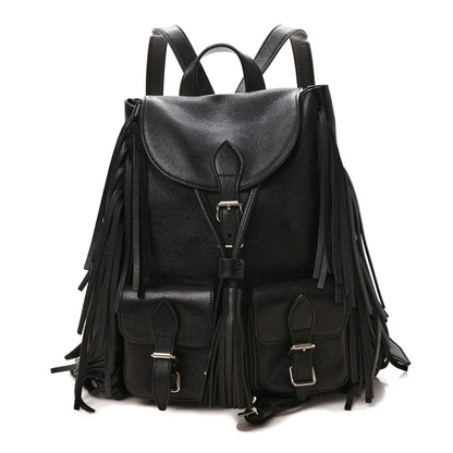 Saint Laurent Calfskin Fringe Festival Backpack Black 1 of 9