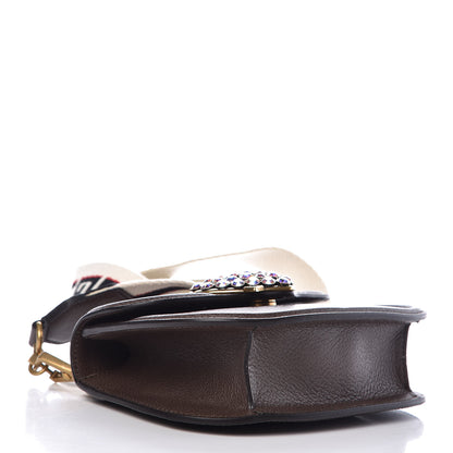 Gucci Textured Calfskin Web Crystal Heart Stripe Small Totem Shoulder Bag New Acero 4 of 7