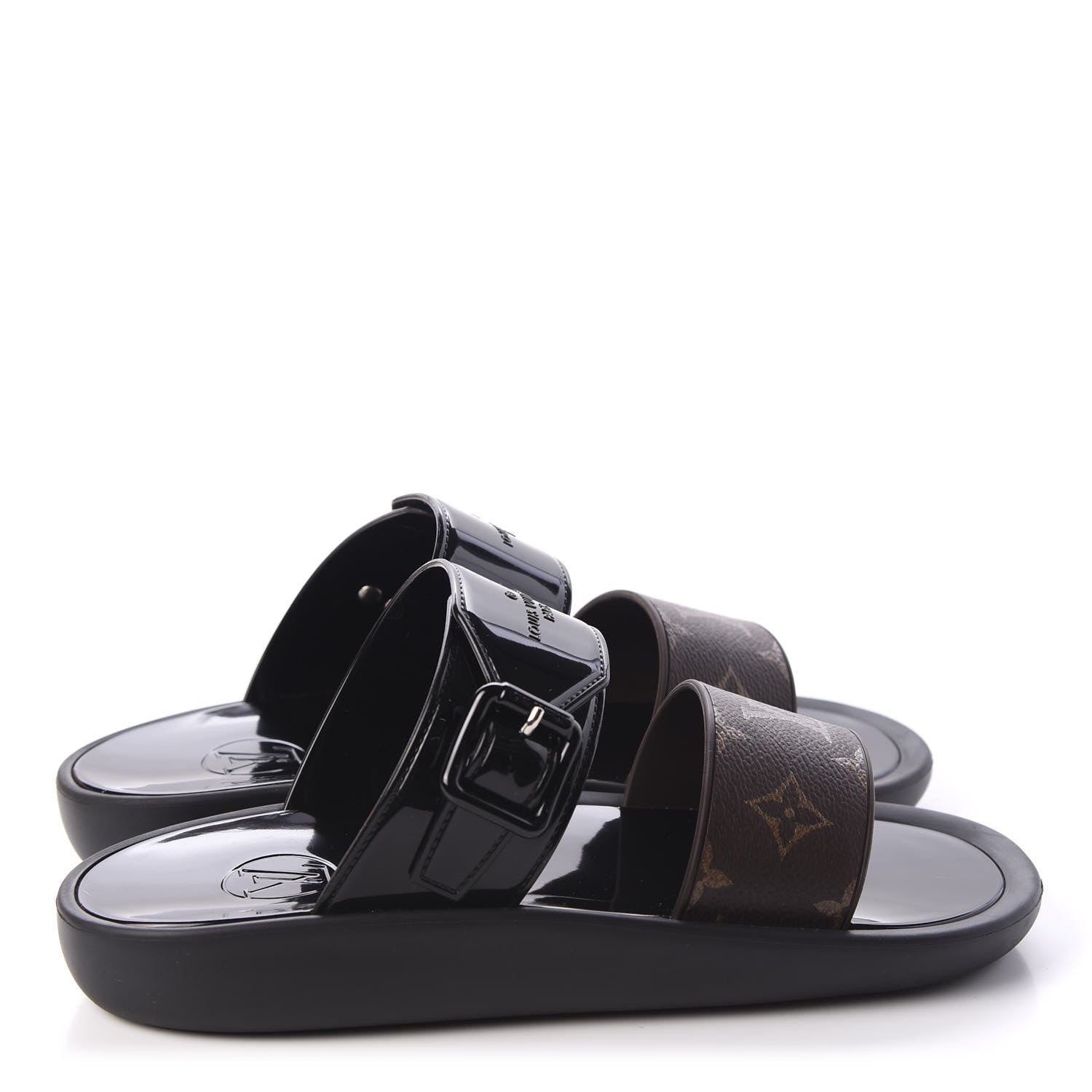 Louis Vuitton Monogram Sunbath Flat Mule Sandals 38 Black 1 of 10