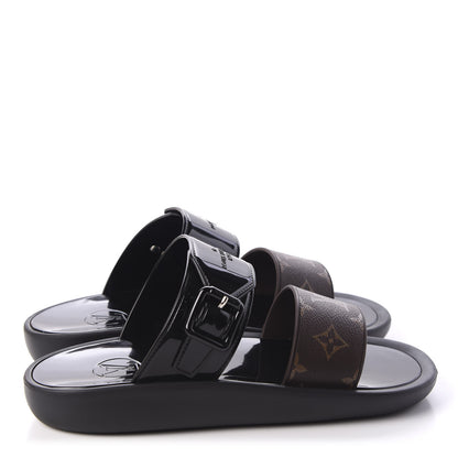 Louis Vuitton Monogram Sunbath Flat Mule Sandals 38 Black 1 of 10