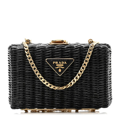 Prada Wicker Triangle Crossbody Clutch Black Petalo 1 of 8