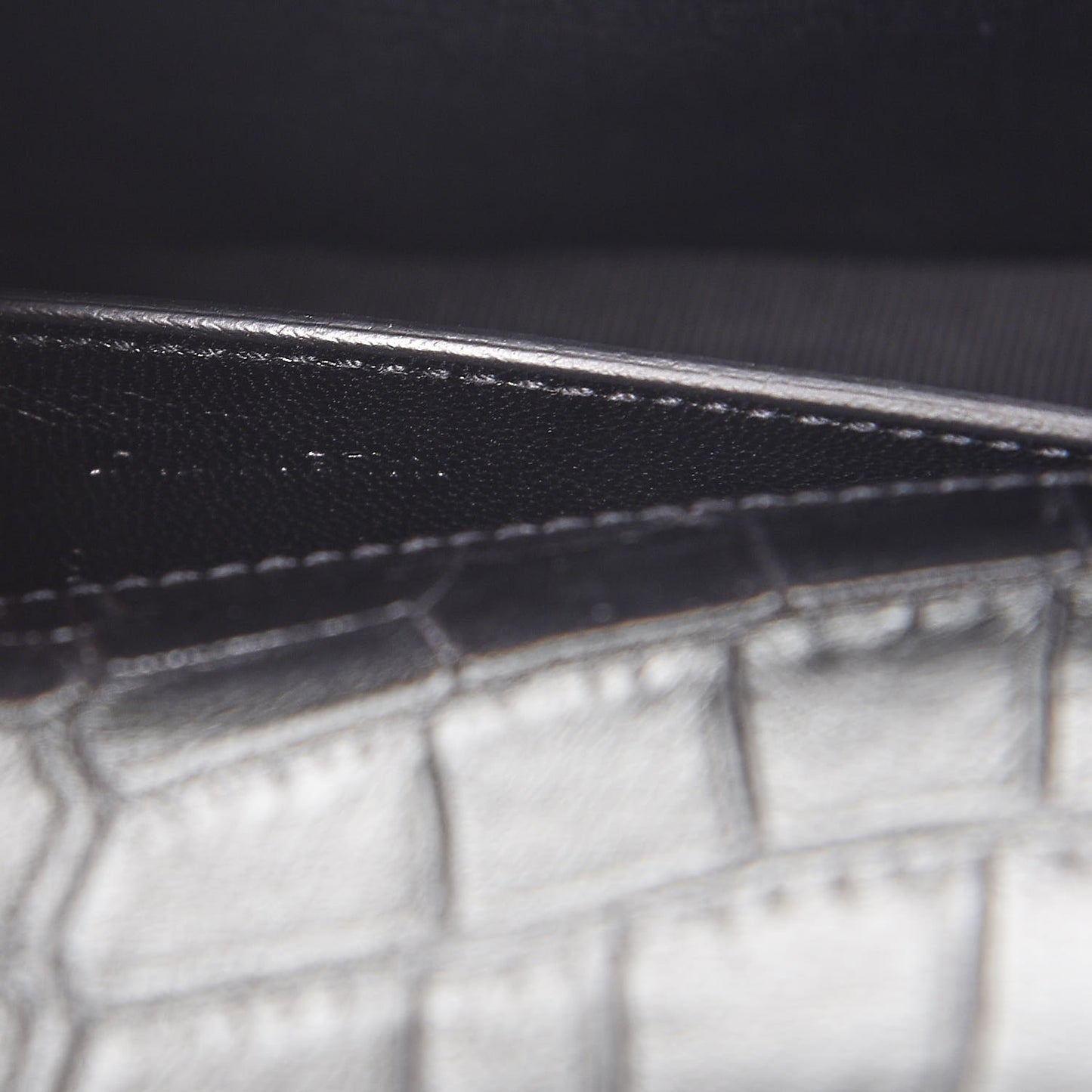 Calfskin Crocodile Embossed Classic Kate Monogram Clutch Black