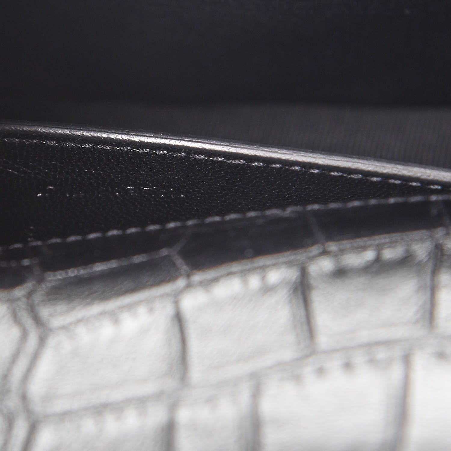 Saint Laurent Calfskin Crocodile Embossed Classic Kate Monogram Clutch Black 7 of 7