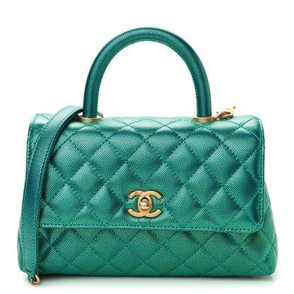 Chanel Metallic Caviar Quilted Mini Coco Handle Flap Blue 1 of 9