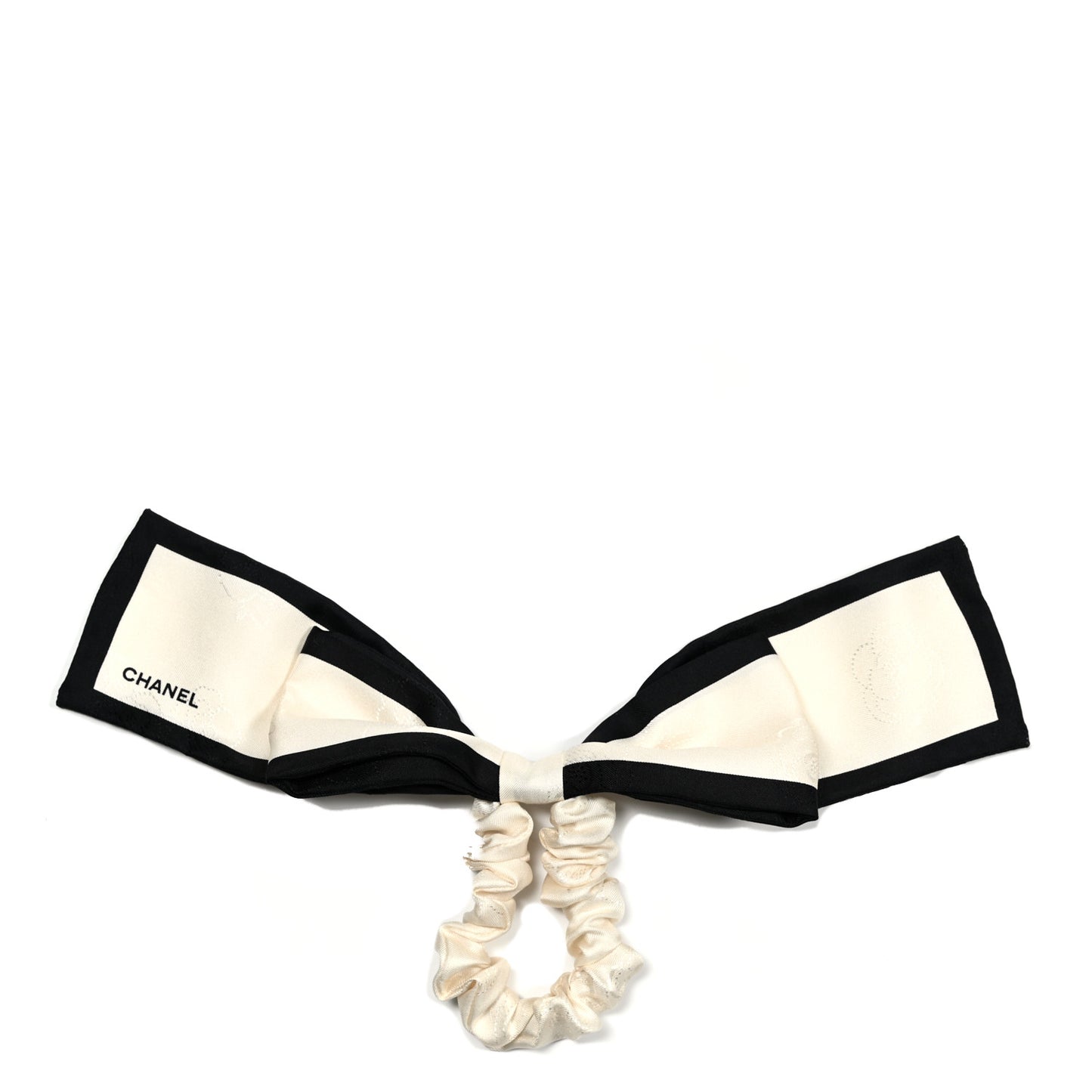 Silk Twill Hair Tie Ivory Black