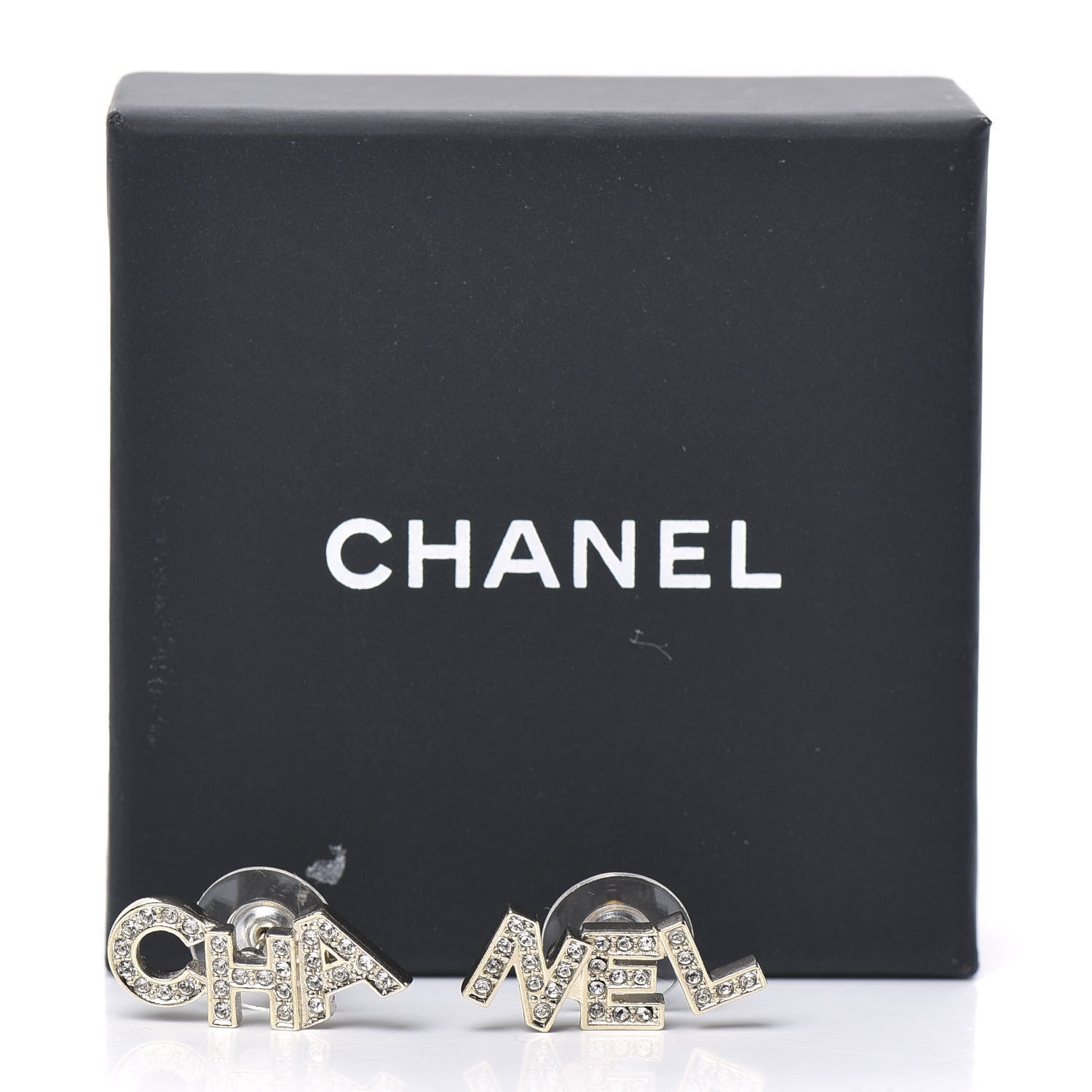 Chanel Crystal Pearl Signature Stud Earrings Gold 5 of 5