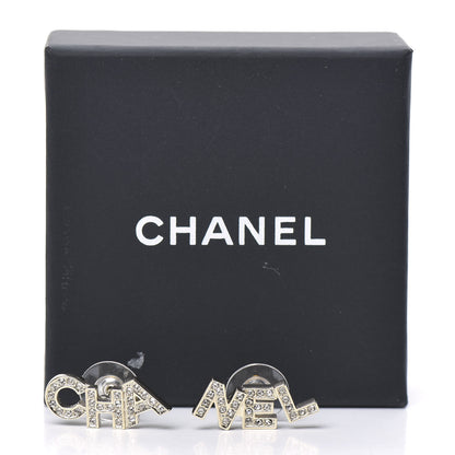 Chanel Crystal Pearl Signature Stud Earrings Gold 5 of 5
