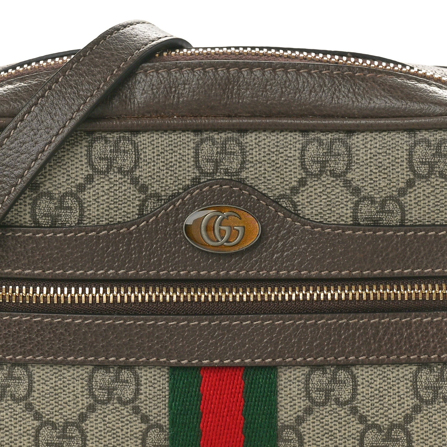 GG Supreme Monogram Web Mini Ophidia Shoulder Bag Brown
