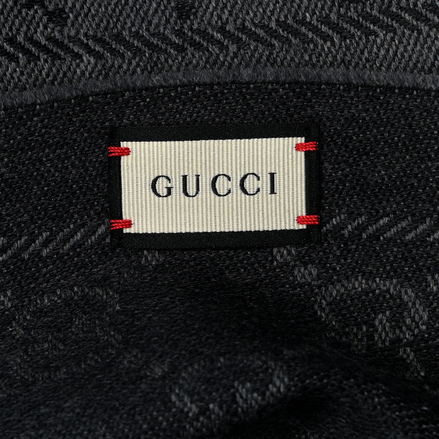 Gucci Wool Monogram Fringe Scarf Grey Black 3 of 4