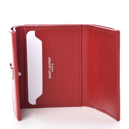 Saint Laurent Calfskin Monogram Compact Wallet Red 5 of 9