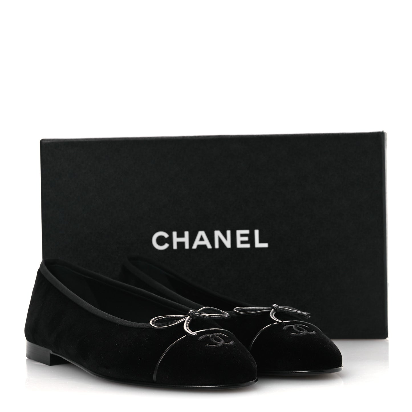 Velvet Cap Toe Ballerina Flats 40 Black