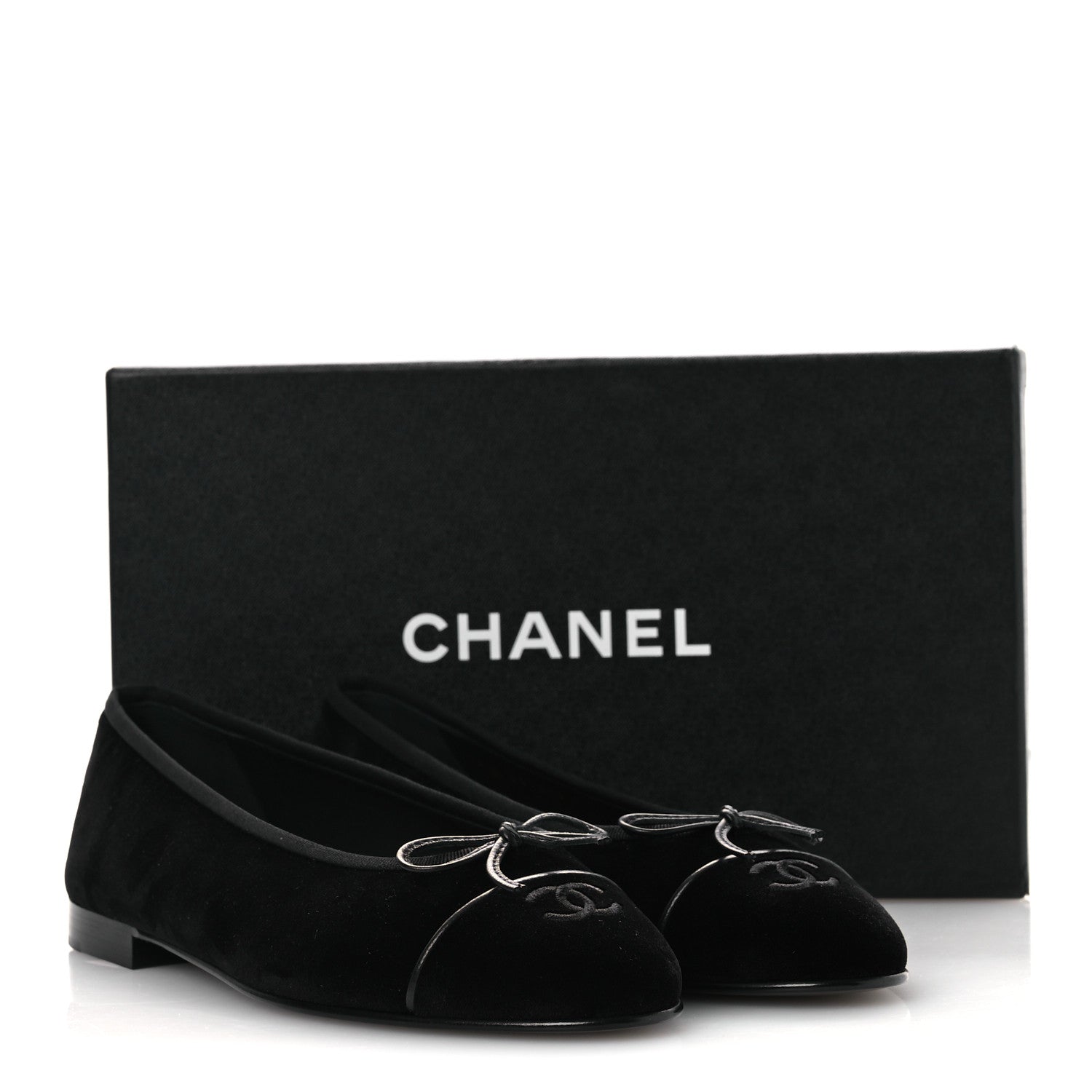 Chanel Velvet Cap Toe Ballerina Flats 40 Black 12 of 12