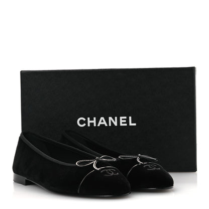 Chanel Velvet Cap Toe Ballerina Flats 40 Black 12 of 12