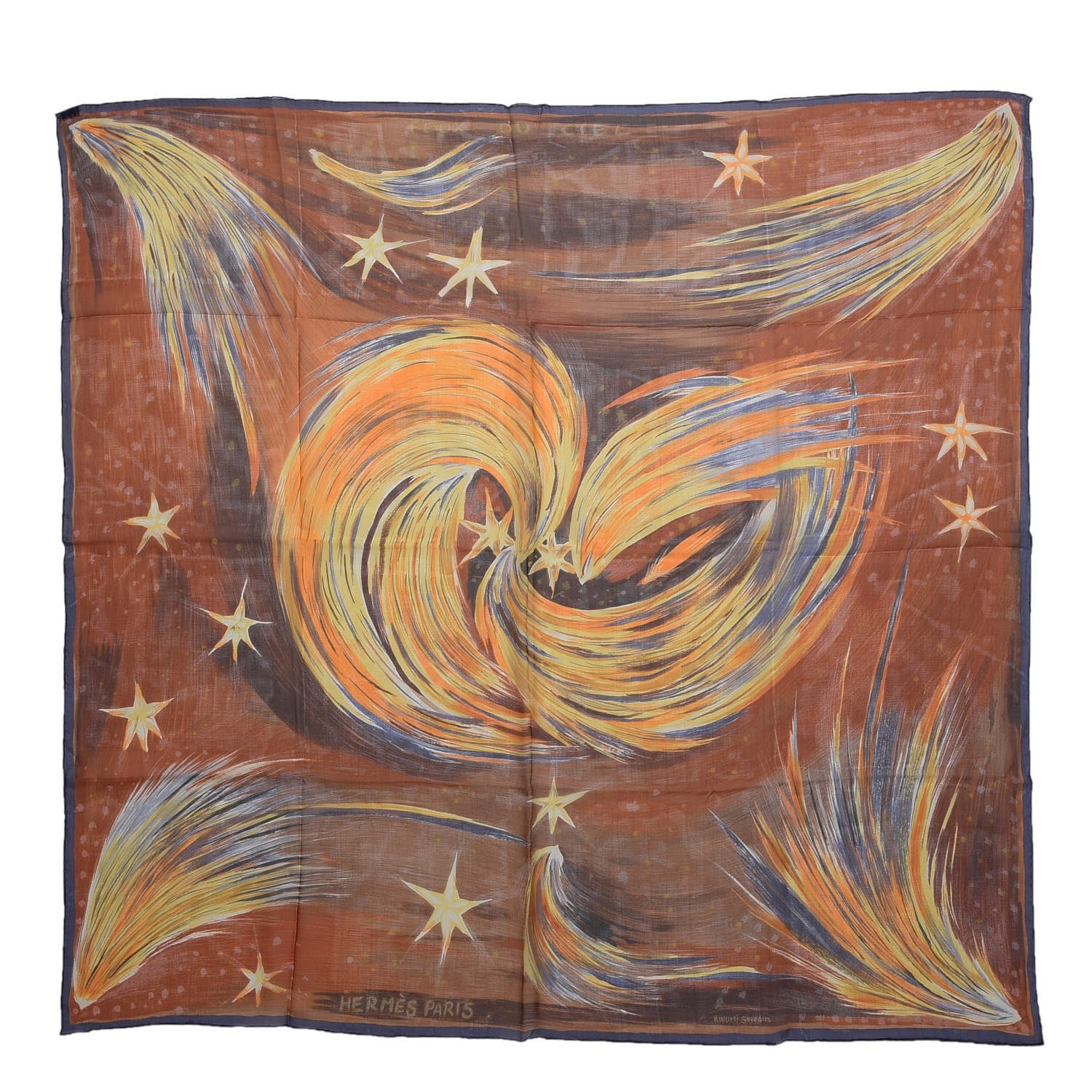 Hermes Silk Mousseline Feux Du Ciel Scarf 90 1 of 8