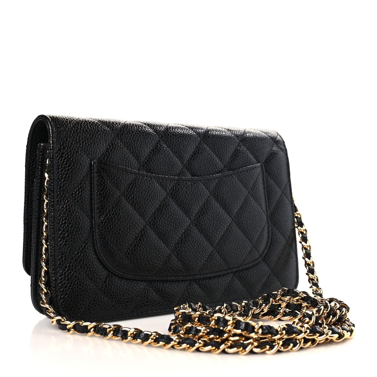 Caviar Quilted Wallet on Chain WOC Black
