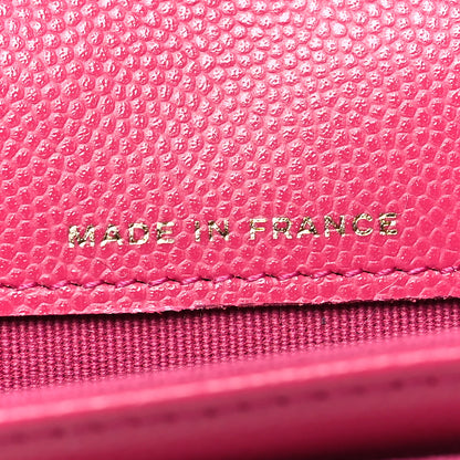 Chanel Caviar Quilted Flap Card Holder Wallet Dark Pink 7 of 9