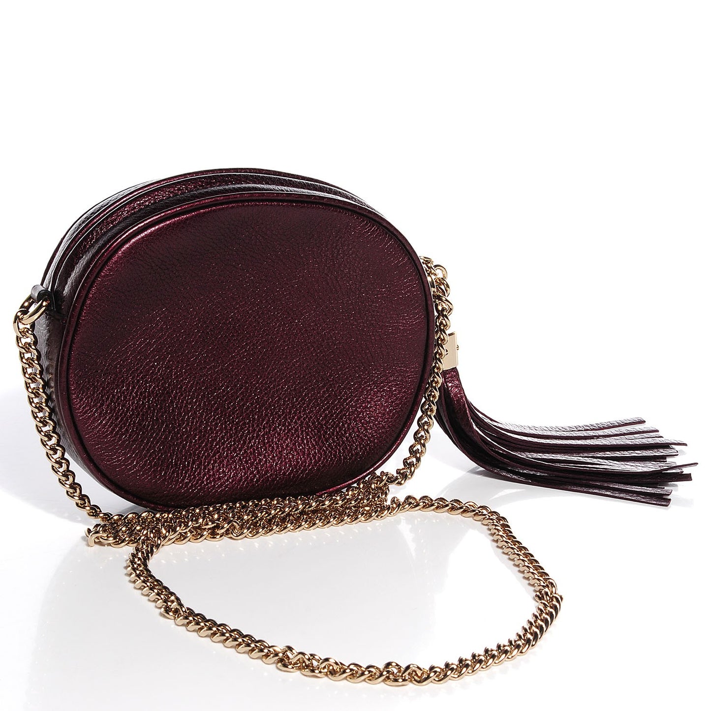 Metallic Cellarius Calfskin Mini Soho Chain Bag Classic Burgundy