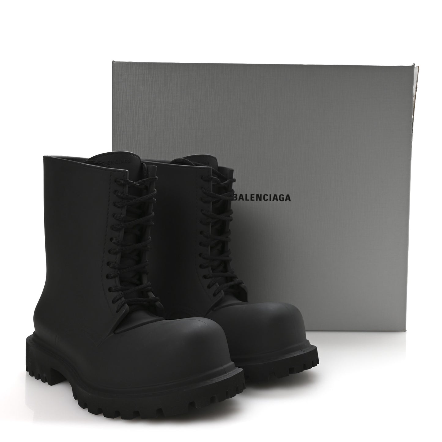 Rubber Mens Steroid Lace Up Boots 41 Black