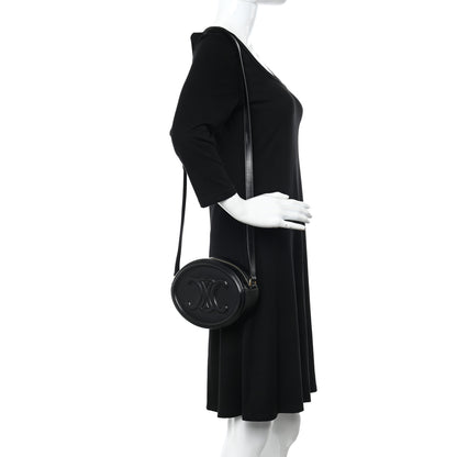 Celine Smooth Calfskin Cuir Triomphe Oval Bag Black 2 of 10