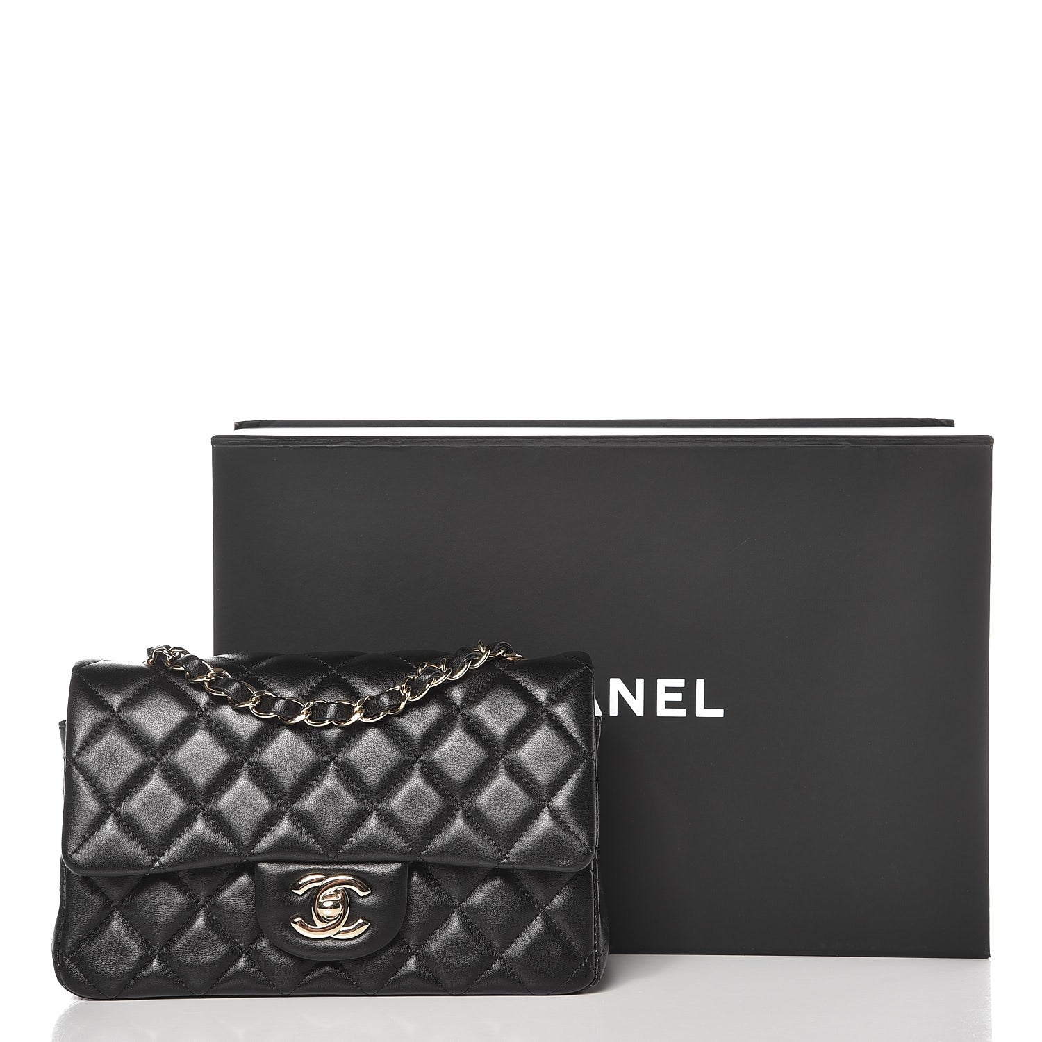 Chanel Lambskin Quilted Mini Rectangular Flap Black 10 of 10