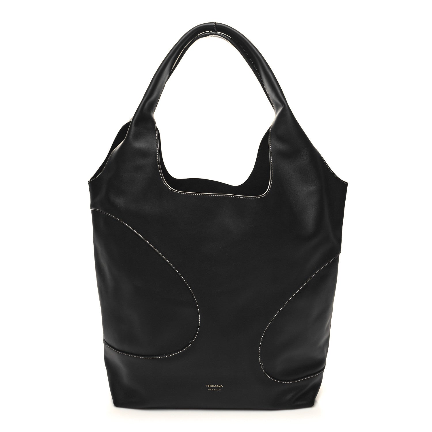 Salvatore Ferragamo Calfskin Cut Out Hobo Black 1 of 13