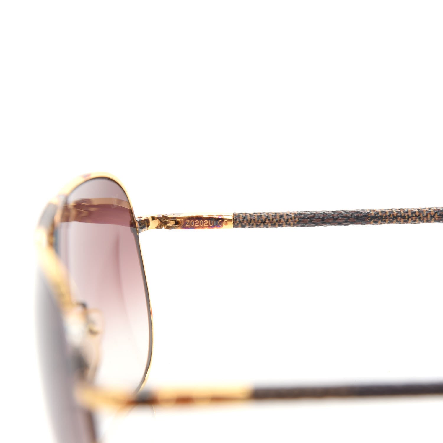 Louis Vuitton Damier Ebene Conspiration Pilote Aviator Sunglasses Z0202U Gold 5 of 7