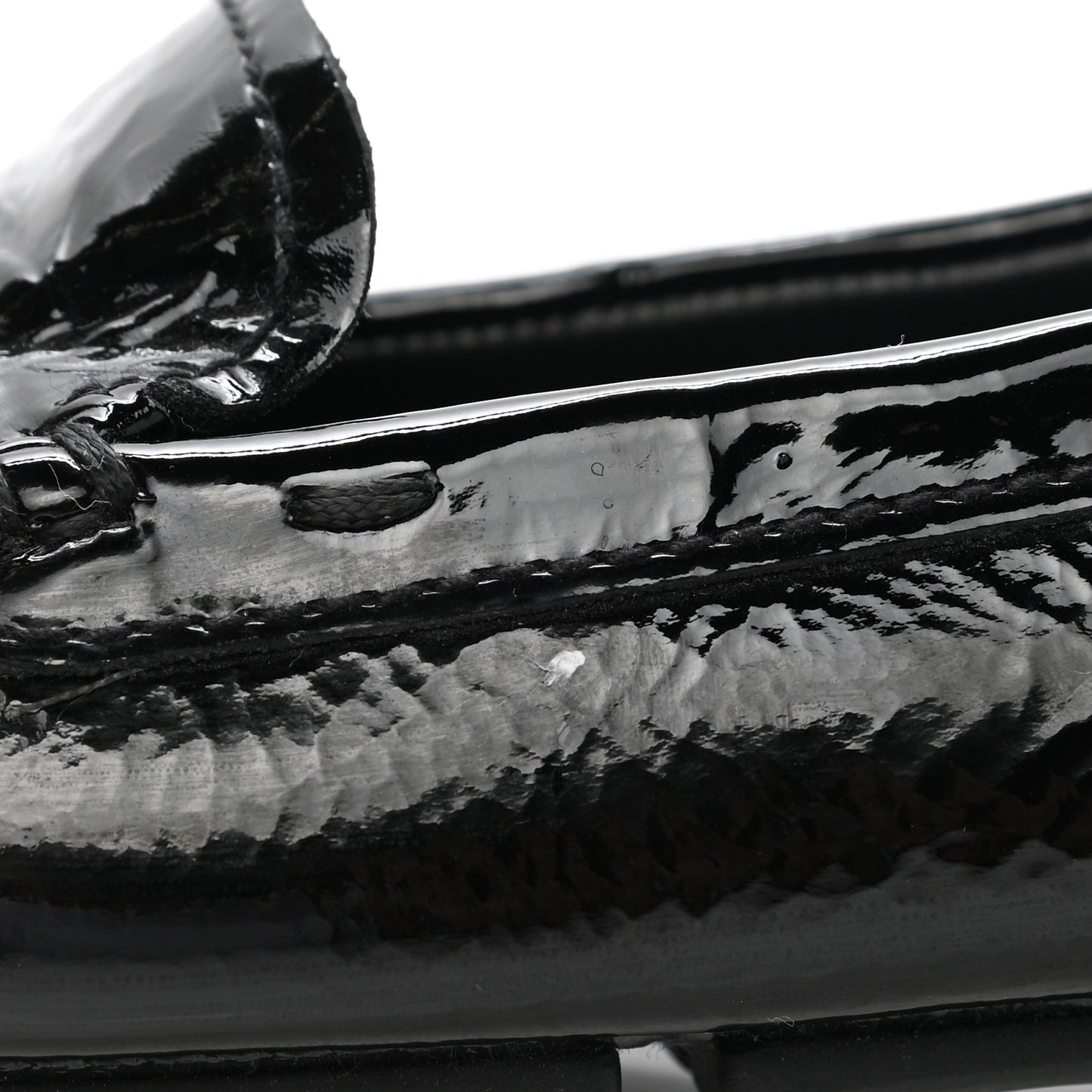 Patent Calfskin Logo Loafers 37.5 Black