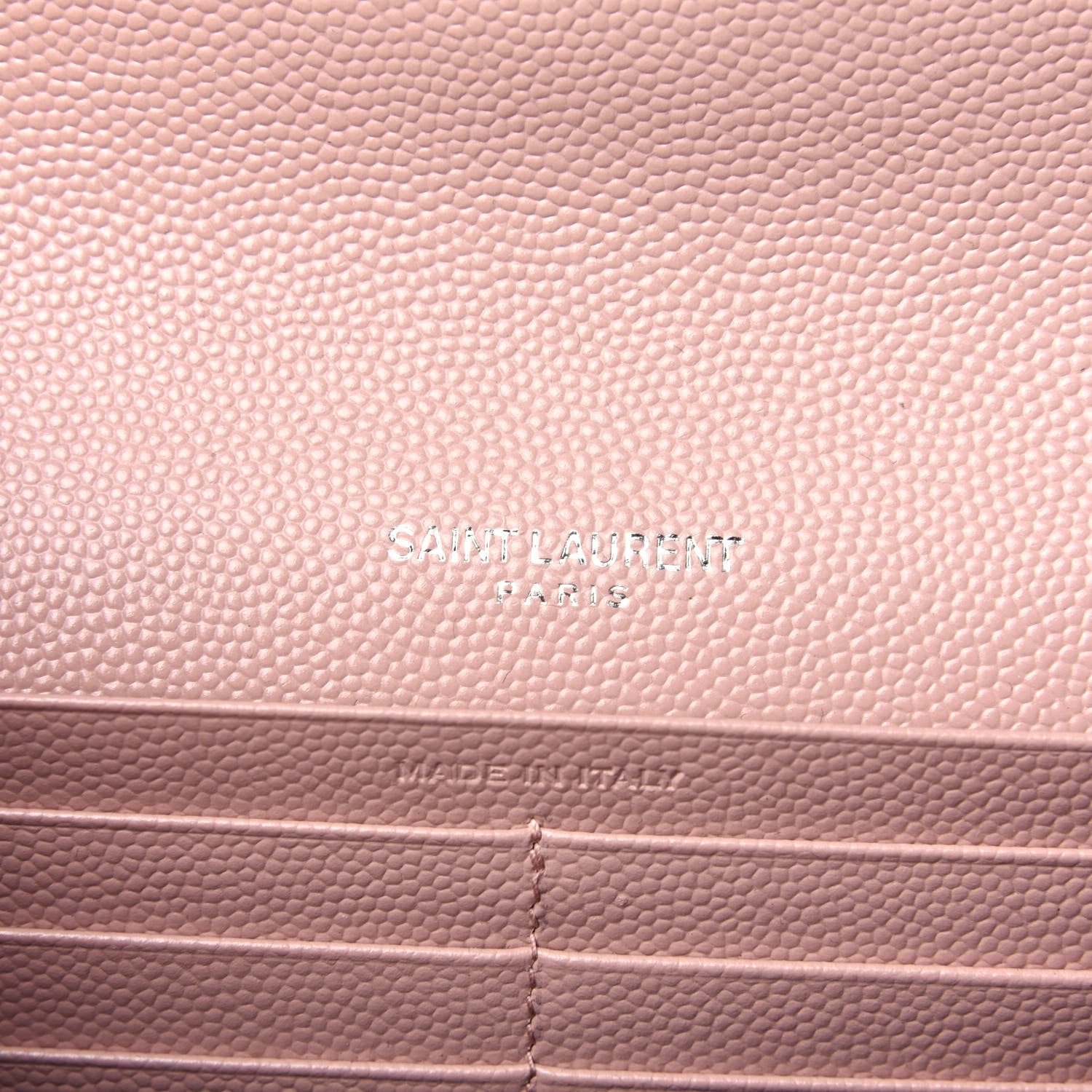 Saint Laurent Grain De Poudre Matelasse Chevron Monogram Flap Wallet Pale Pink 8 of 10