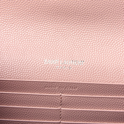 Saint Laurent Grain De Poudre Matelasse Chevron Monogram Flap Wallet Pale Pink 8 of 10