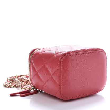 Chanel Caviar Quilted Mini Vanity Case With Chain Red 3 of 9