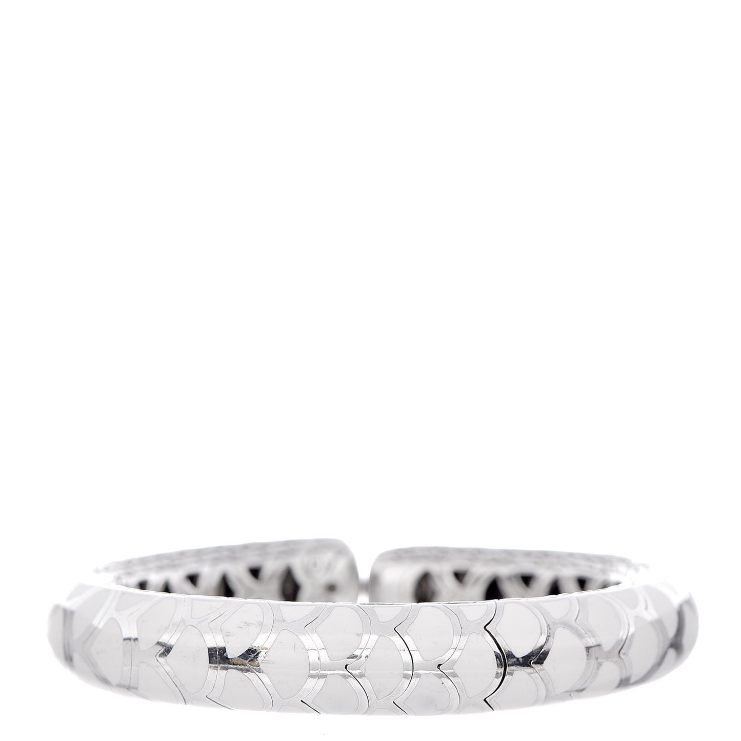 Sterling Silver Enamel Slim Flex Naga Cuff Bracelet White