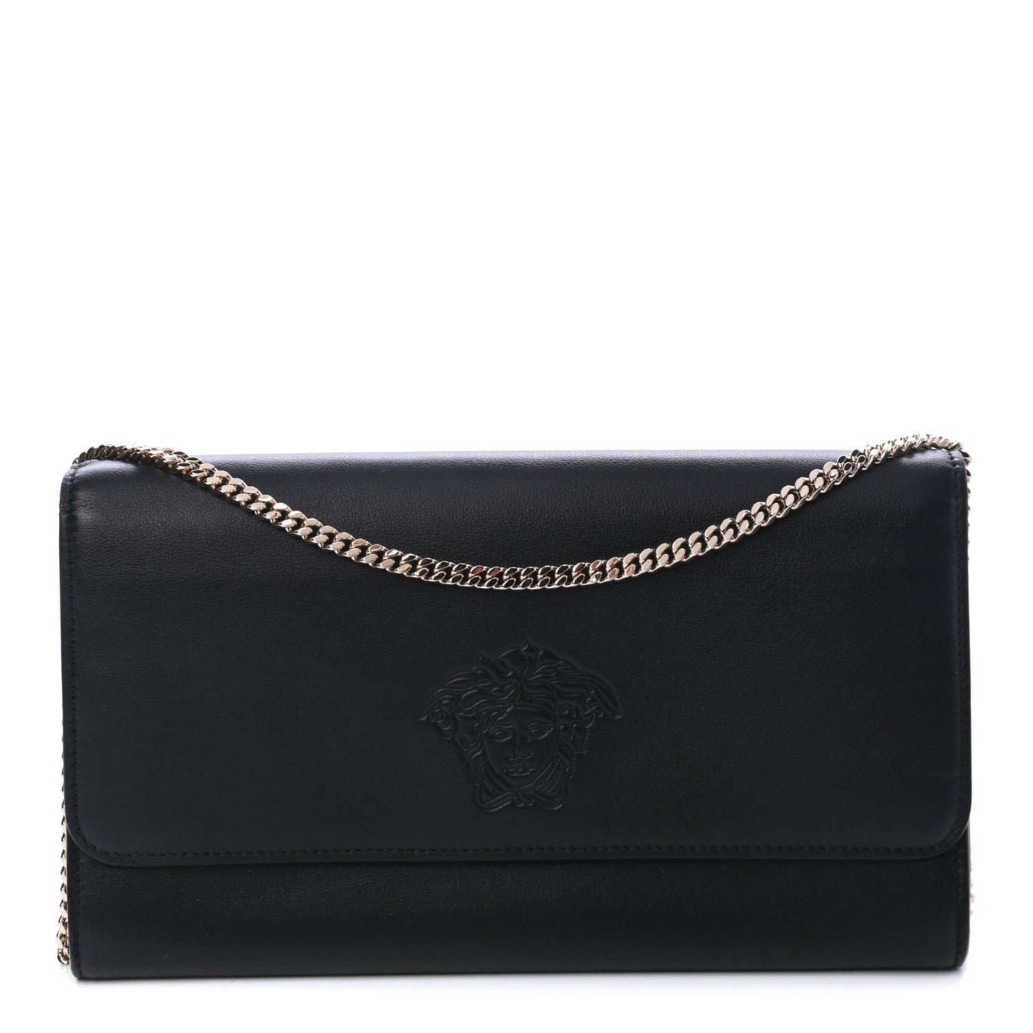 Versace Grained Calfskin Medusa Wallet on Chain Black 1 of 4