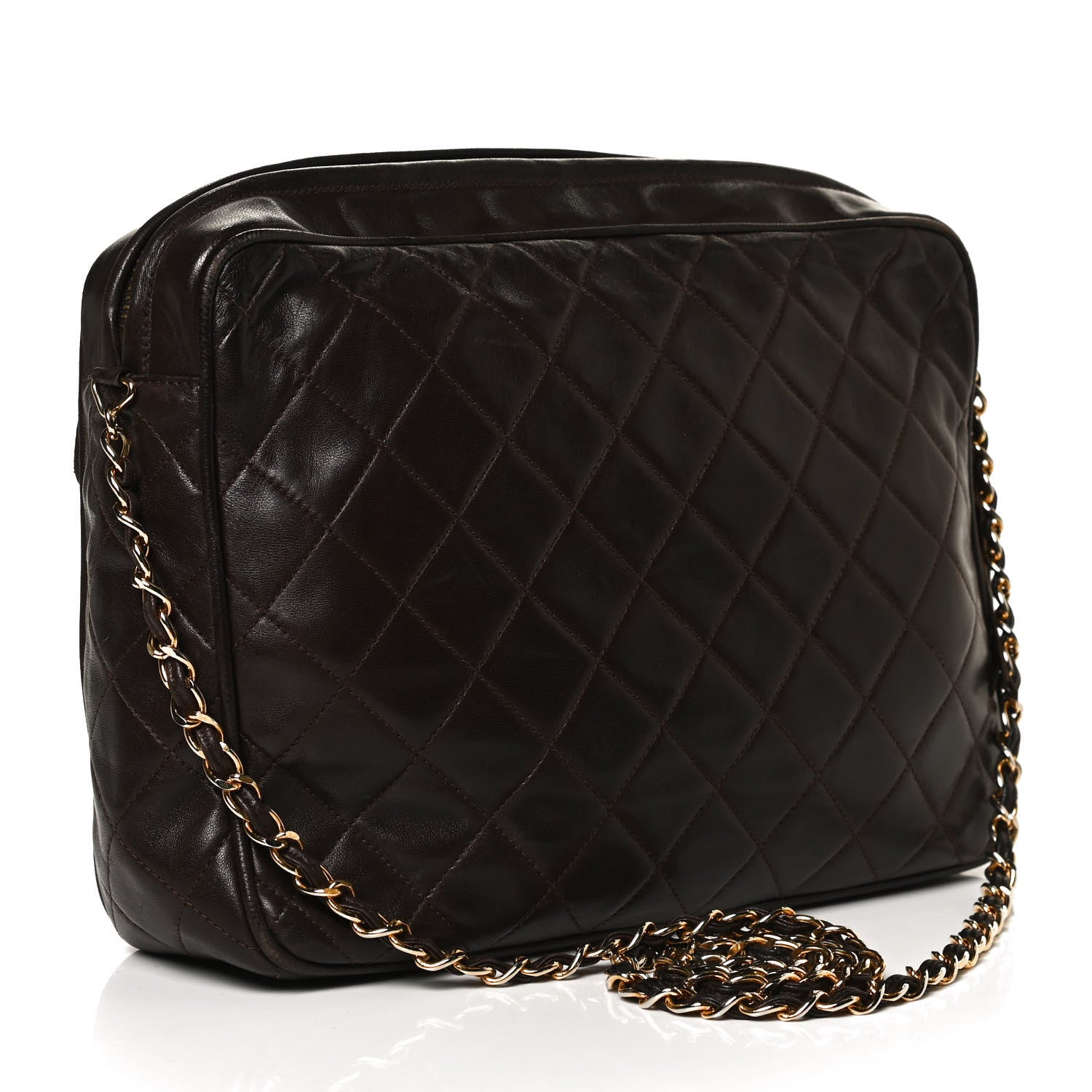 Chanel Lambskin Quilted Tassel Camera Case Brown 3 of 9