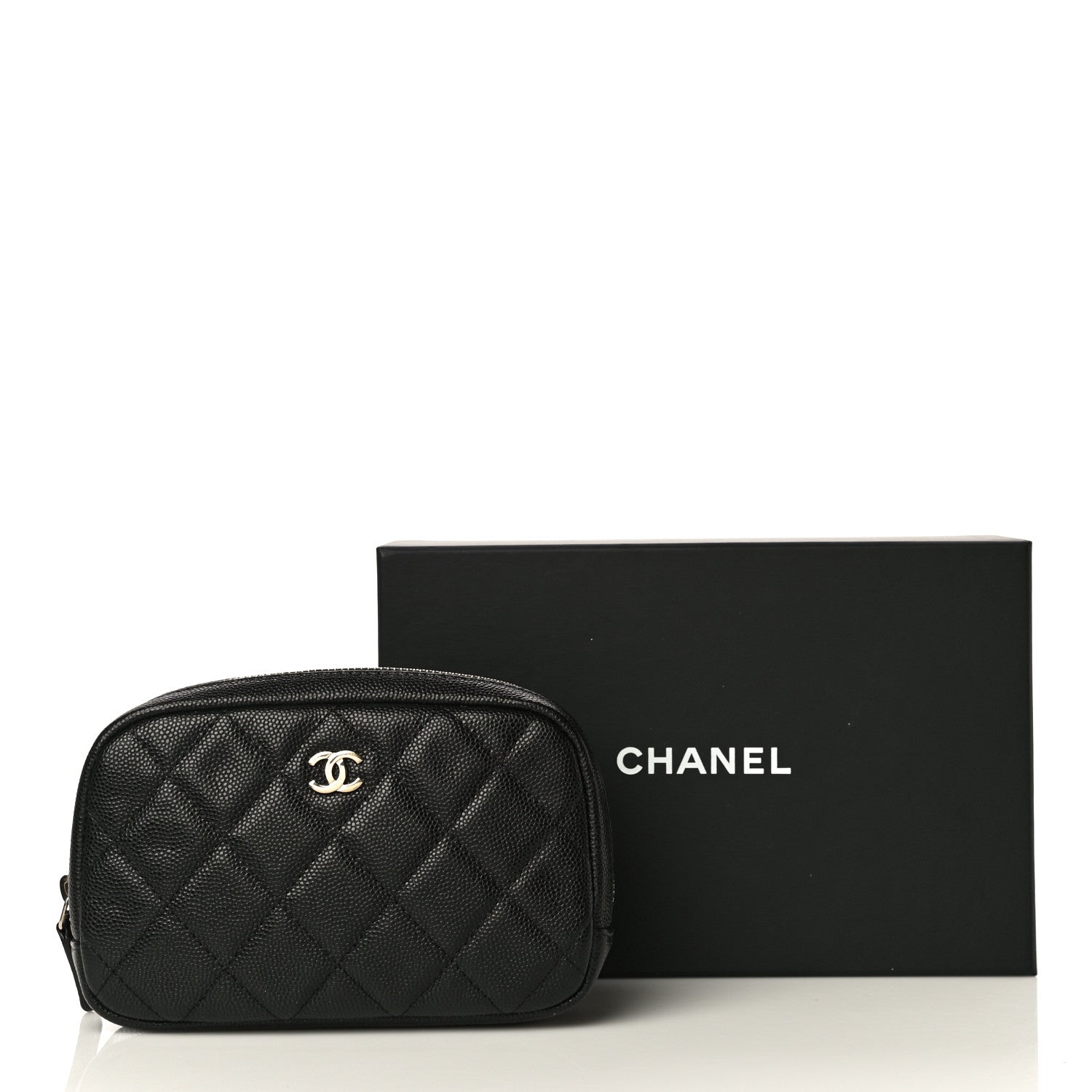Chanel Caviar Quilted Small Curvy Pouch Cosmetic Case Black 11 of 11