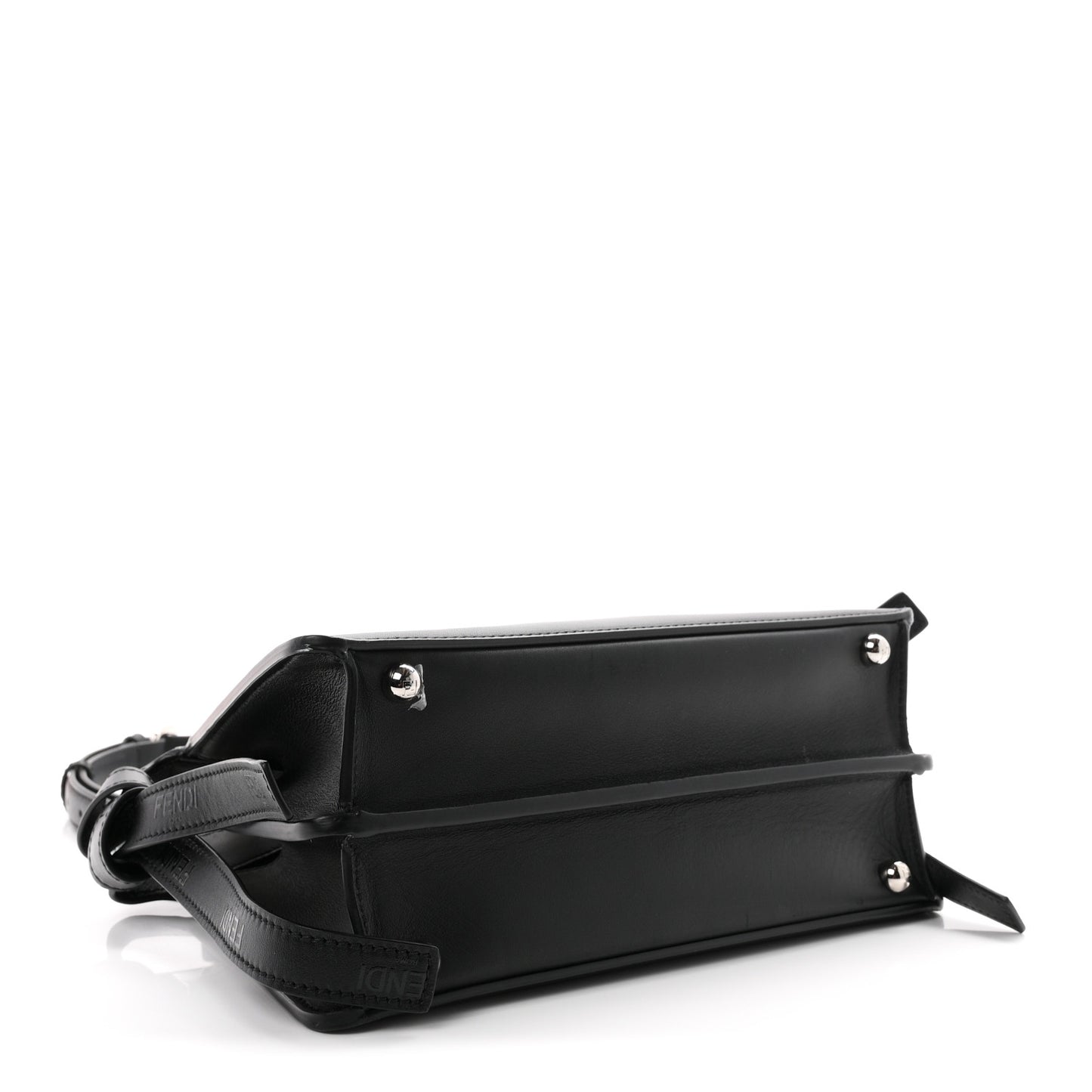 Vitello Seta Shiny Nappa Logo Embossed Laces Small Peekaboo I SEE U Satchel Black
