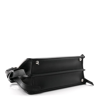 Fendi Vitello Seta Shiny Nappa Logo Embossed Laces Small Peekaboo I SEE U Satchel Black 4 of 10