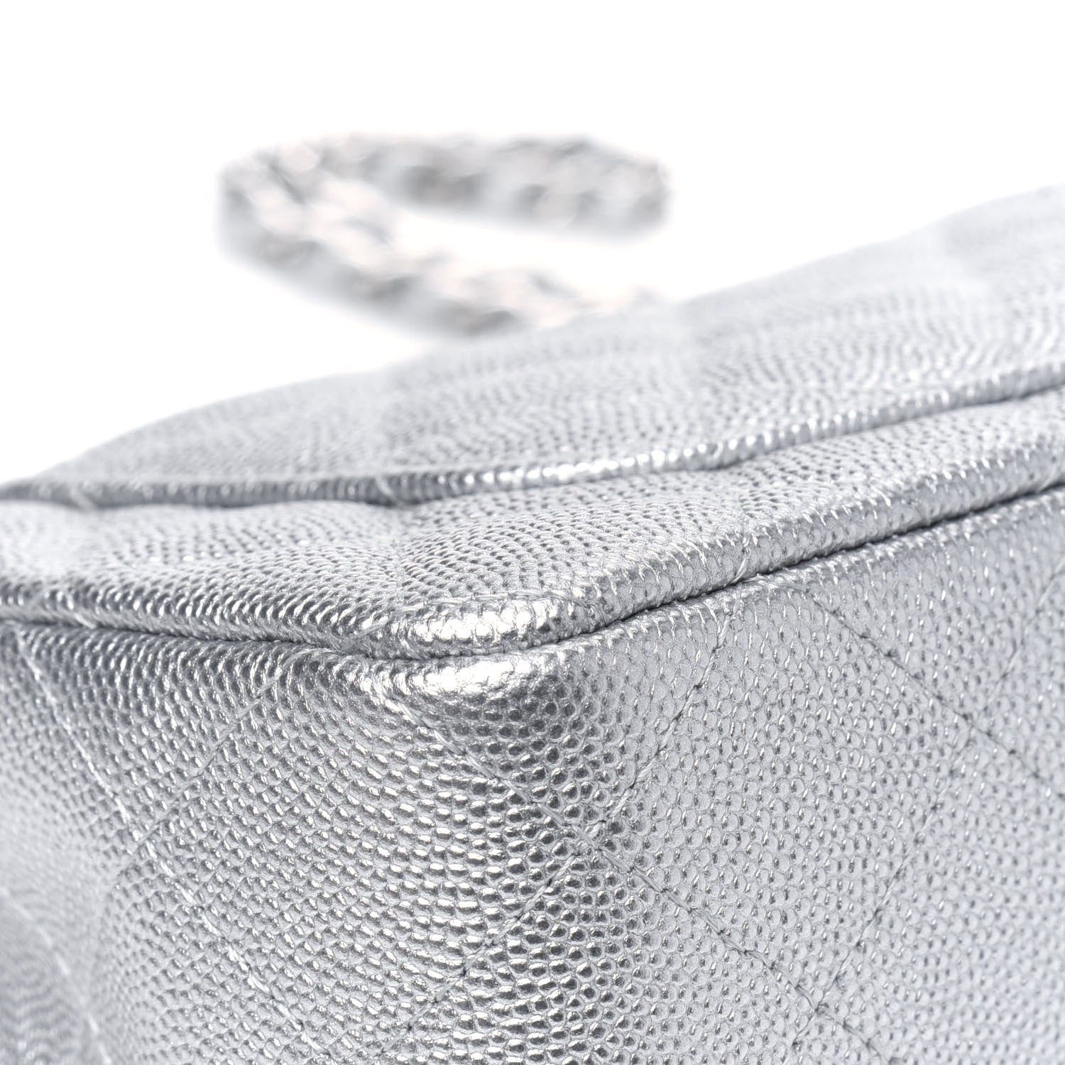 Chanel Metallic Caviar Quilted Mini Top Handle Rectangular Flap Silver 9 of 12