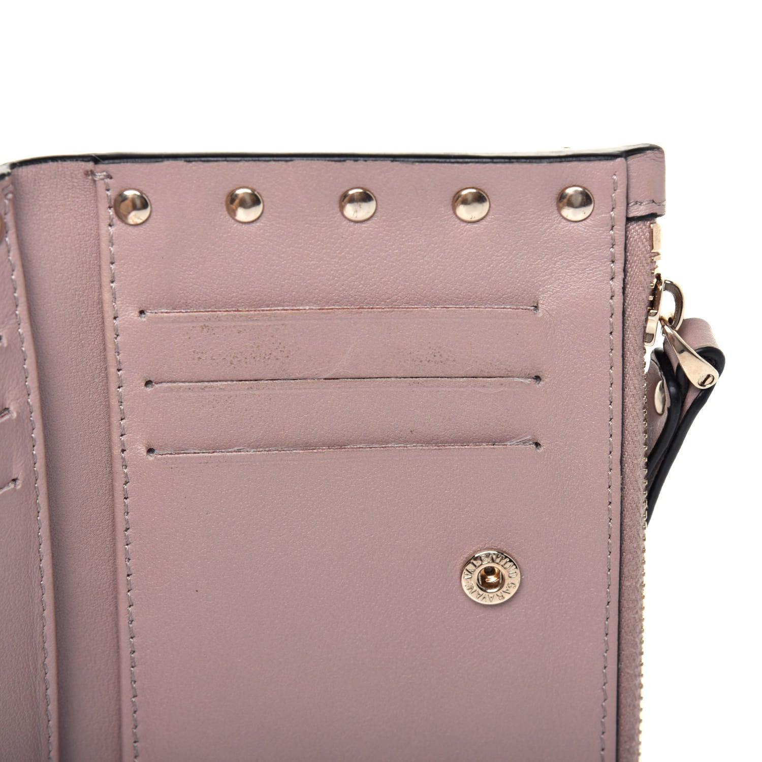 Valentino Garavani Calfskin Rockstud Bi-Fold Wallet Poudre 8 of 13